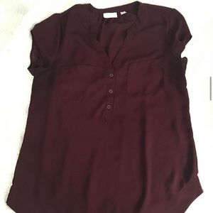 Maroon button down blouse